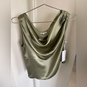 Reformation Annika Silk Top in green